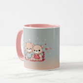 Mug Cartoon mignon Teddy Lovers Coeurs Saint Valentin (Devant gauche)