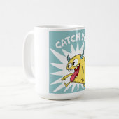 Mug Cartoon Monster Jaune Courir - Vous Attraper (Devant gauche)