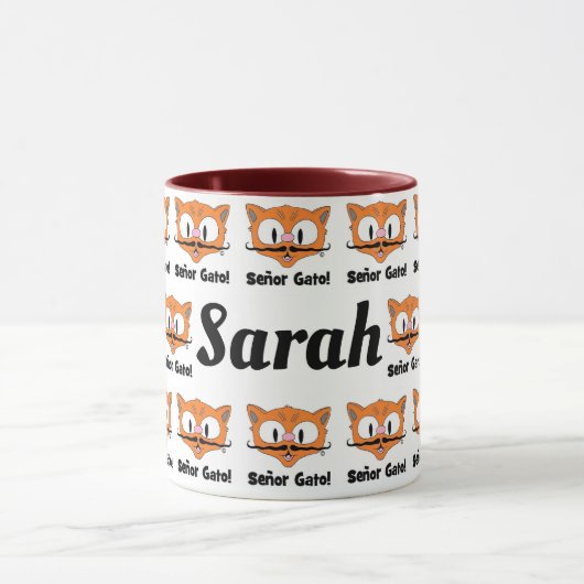 Mug Cartoon Mustache Chat Motif Personnalisé (Centre)