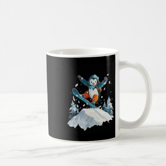 Mug Cartoon Penguin Snowboard Aventure Hiver (Droite)