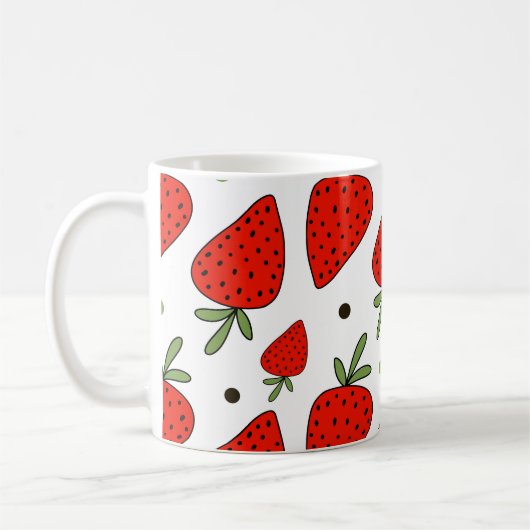 Mug Cartoon Red Strawberries Motif sans couture (Gauche)