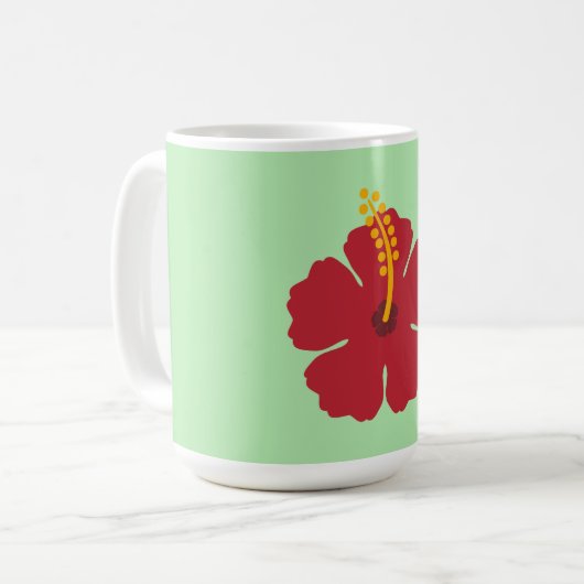 Mug Cartoon rouge Hibiscus simple (Devant gauche)