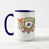 Mug Cartouche Rococo Dragons Nom et Monogramme (Gauche)