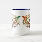 Mug Cartouche Rococo Dragons Nom et Monogramme (Centre)