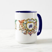 Mug Cartouche Rococo Dragons Nom et Monogramme (Devant droit)
