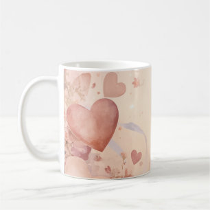 Mug Cascade de cœurs abstraits rose poussiéreux capric