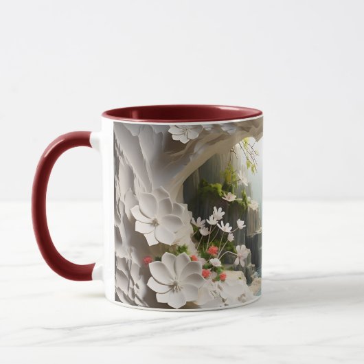 Mug Cascade & Fleurs blanches Céramique ☕ café (Gauche)