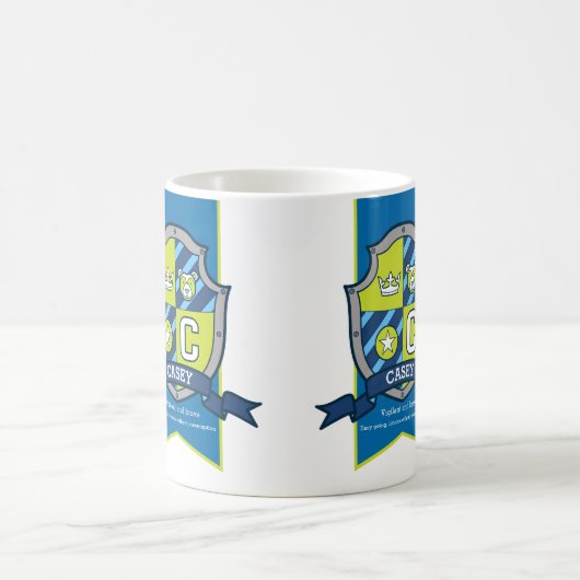 Mug Casey chevalier bouclier vert bleu nom d'ours (Centre)