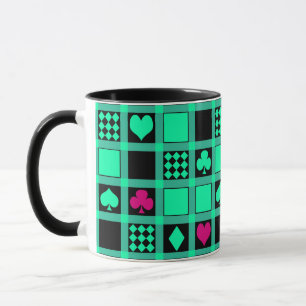 Mug Casino jouer aux cartes costume coeur croix clubs 