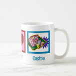 Mug Casino Peace Love<br><div class="desc">Le signe de paix, le coeur, les cartes et les puces sont tout ce dont j'ai besoin.</div>