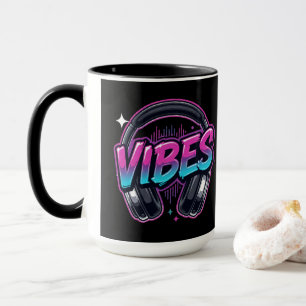 Mug Casque Audio Neon Vibes Cyberpunk Bicolore