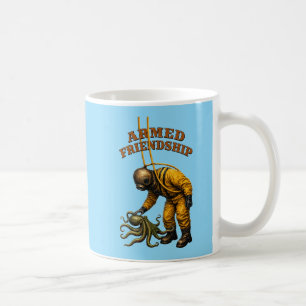 Mug Casque de plongée vintage caressant un gros poulpe
