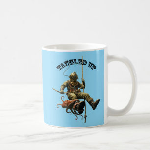 Mug Casque de plongeur vintage sur une corde avec une