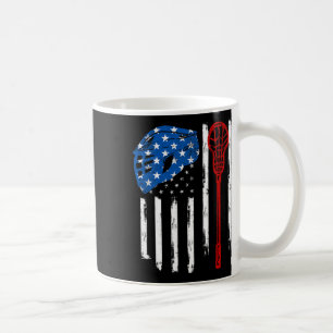 Mug Casque Lacrosse Vintage américain Drapeau Lax Bâto