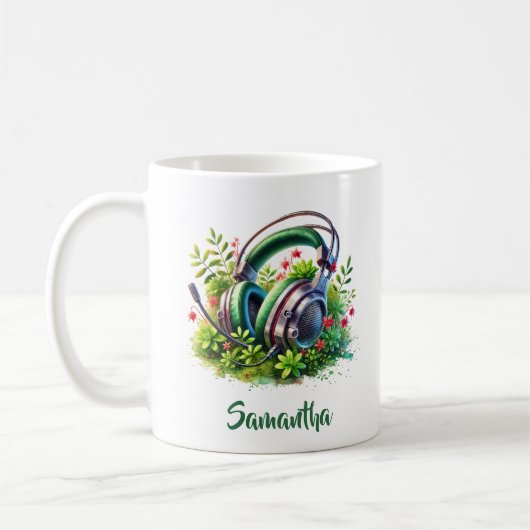 Mug Casque pour jeu vidéo en verdure (Gauche)