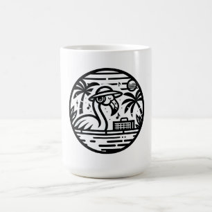 Mug Casques de Flamant rose noir et blanc & Tropiques 