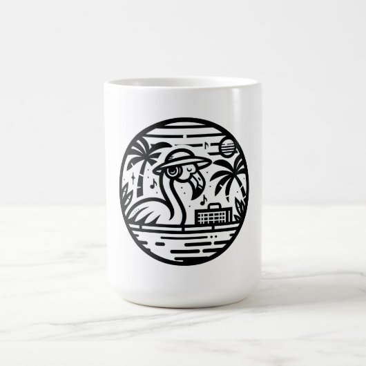 Mug Casques de Flamant rose noir et blanc & Tropiques (Centre)