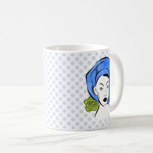 Mug Casquette bleu Polka Dot (Devant droit)