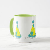 Mug Casquette de la soirée Polka Dot heureux Anniversa (Devant gauche)