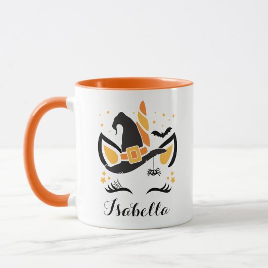 Mug Casquette de la sorcière de Cute Halloween Unicorn (Gauche)