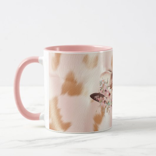 Mug Casquette de la vache blanche rose Tan Sud-Ouest (Gauche)