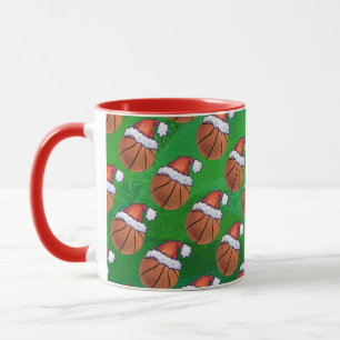 Mug Casquette de Père Noël Basket-ball sur Vert