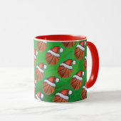 Mug Casquette de Père Noël Basket-ball sur Vert (Devant droit)