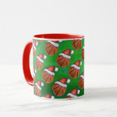 Mug Casquette de Père Noël Basket-ball sur Vert (Devant gauche)