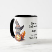 Mug Casquette de sorcière de Kitten noir enfants Hallo (Devant gauche)