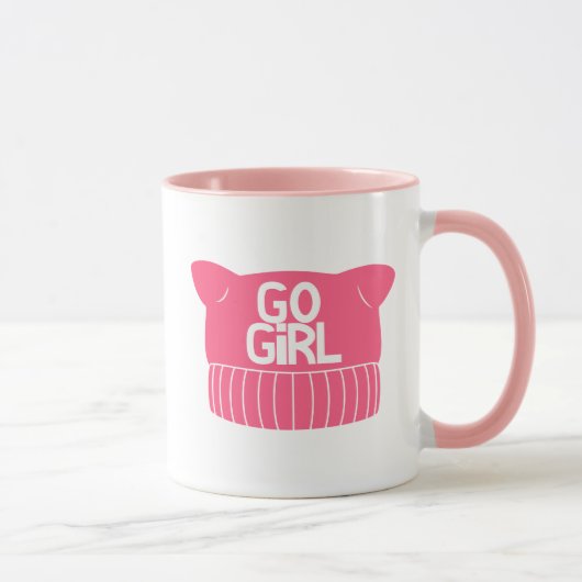 Mug Casquette Pussy Knit féministe rose (Droite)