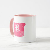 Mug Casquette Pussy Knit féministe rose (Devant gauche)