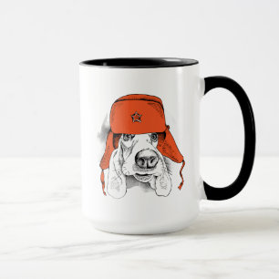 Mug Casquette rouge de Basset Hound Ushanka