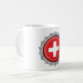Mug Casquette suisse de bouteille drapeau (Devant gauche)