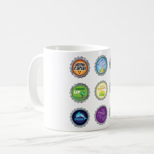 Mug Casquettes de bouteille de soda colorée (Devant gauche)