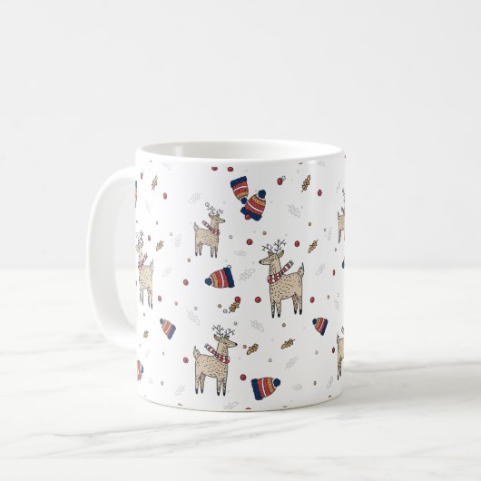 Mug Casquettes de Noël Reindeer Illustrations Motif (Devant gauche)