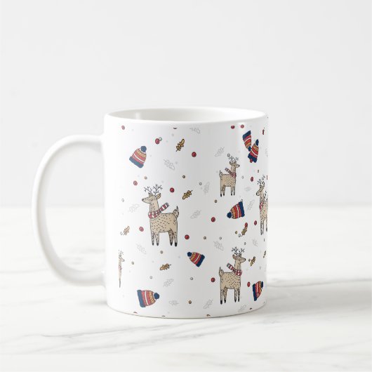 Mug Casquettes de Noël Reindeer Illustrations Motif (Gauche)