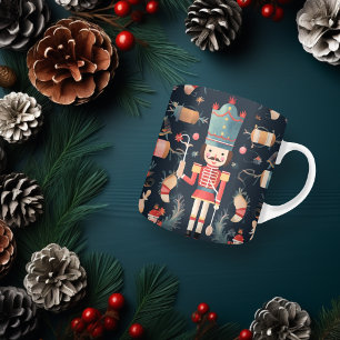Mug Casse-Noisette Vintage Rouge Bleu Noël Coloré