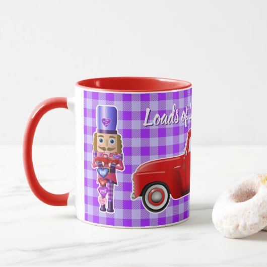 Mug Casse-noix de Saint-Valentin avec petit camion rou (Avec donut)