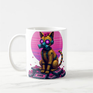 Mug Cassette Vaporwave Robot Chat Rustique Post Apoca