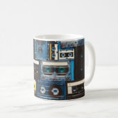 Mug Cassettes rétro : Bleu Arrière - plan Vintage. (Devant droit)