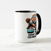 Mug Castor déterminé Curling Humour (Devant droit)