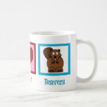 Mug Castors Peace Love<br><div class="desc">Un signe de paix,  un coeur,  et un castor mignon sur un joli cadeau Peace Love Beavers.</div>