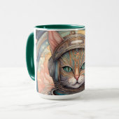 Mug Cat Astronaut art de dessins animés détaillés (Devant gauche)