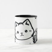 Mug Cat Cityscape Furry Cute Vector Graphique (Centre)