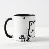 Mug Cat Cityscape Furry Cute Vector Graphique (Gauche)