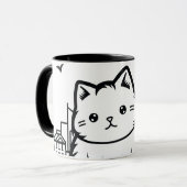 Mug Cat Cityscape Furry Cute Vector Graphique (Devant gauche)