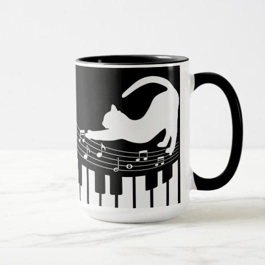 Mug Cat classique Jazz Piano Clavier Lecteur Café (Droite)