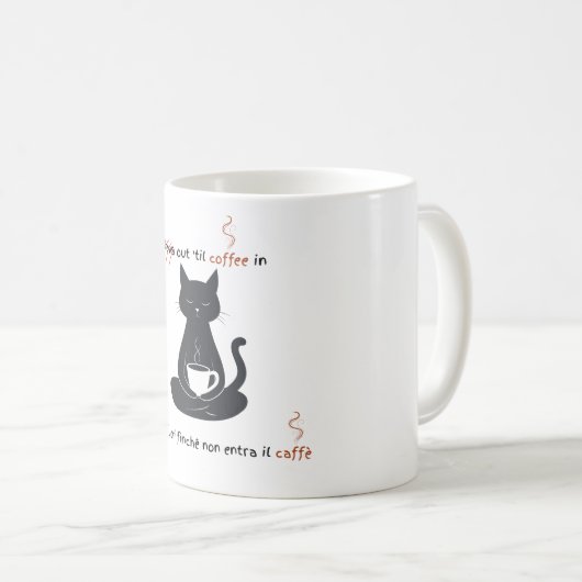 Mug  Cat + Coffee = Claws” Minimalist Design  (Devant droit)