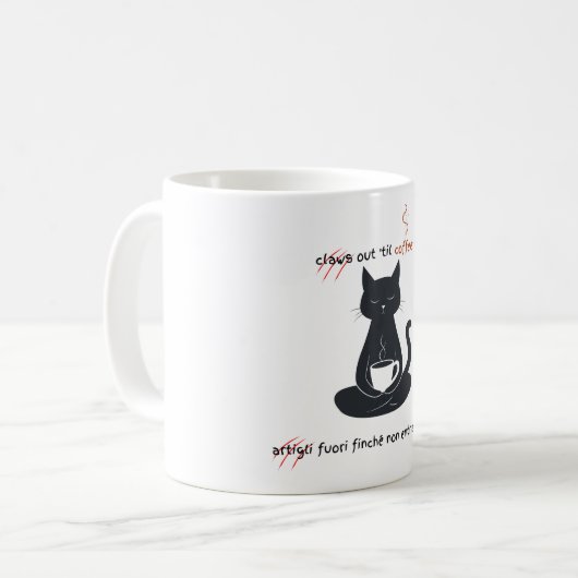 Mug  Cat + Coffee = Claws” Minimalist Design  (Devant gauche)