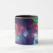 Mug Cat Cowboy chevauchant un requin crachant un arc-e (Centre)